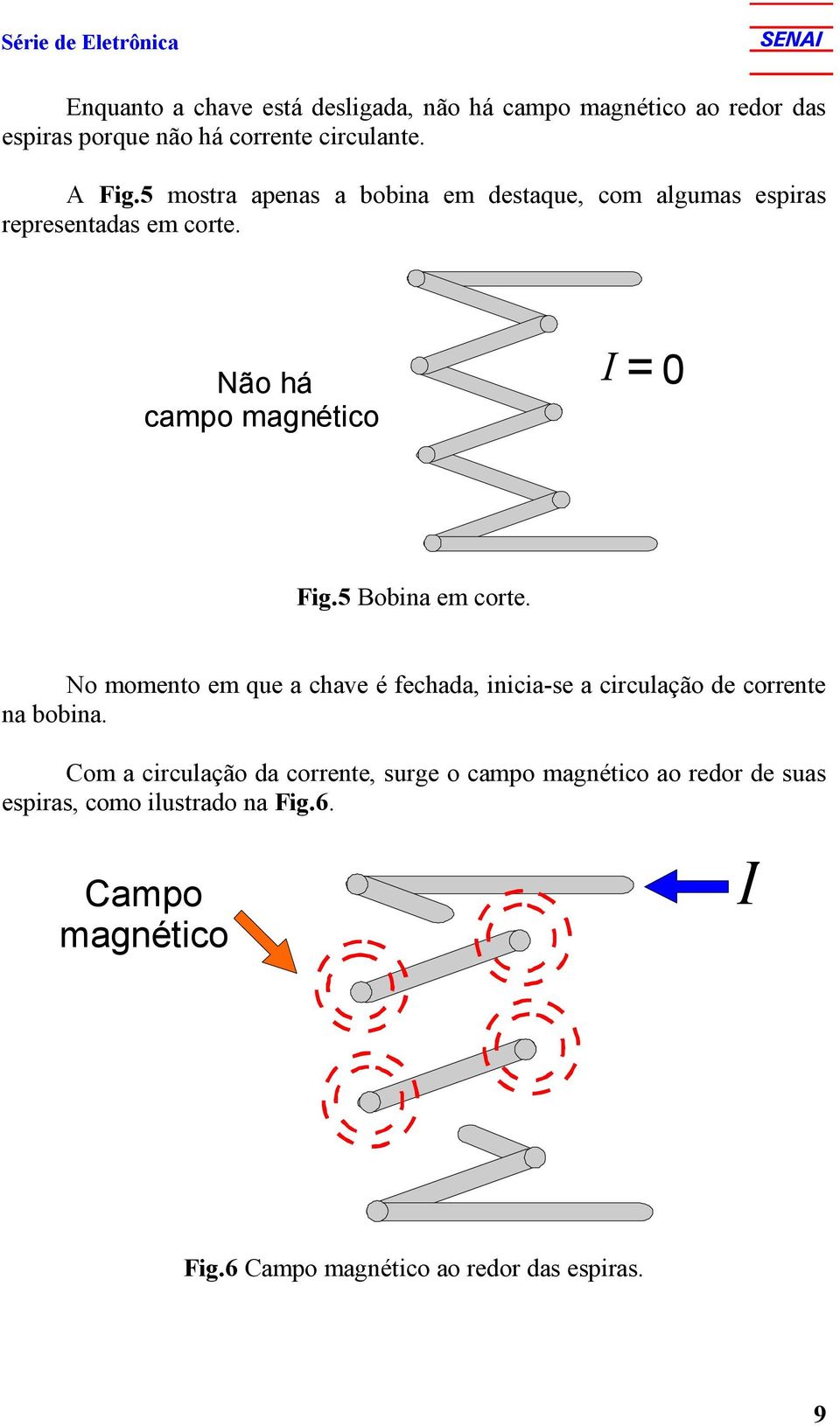 Não há campo magnético = 0 Fig.5 Bobina em corte.