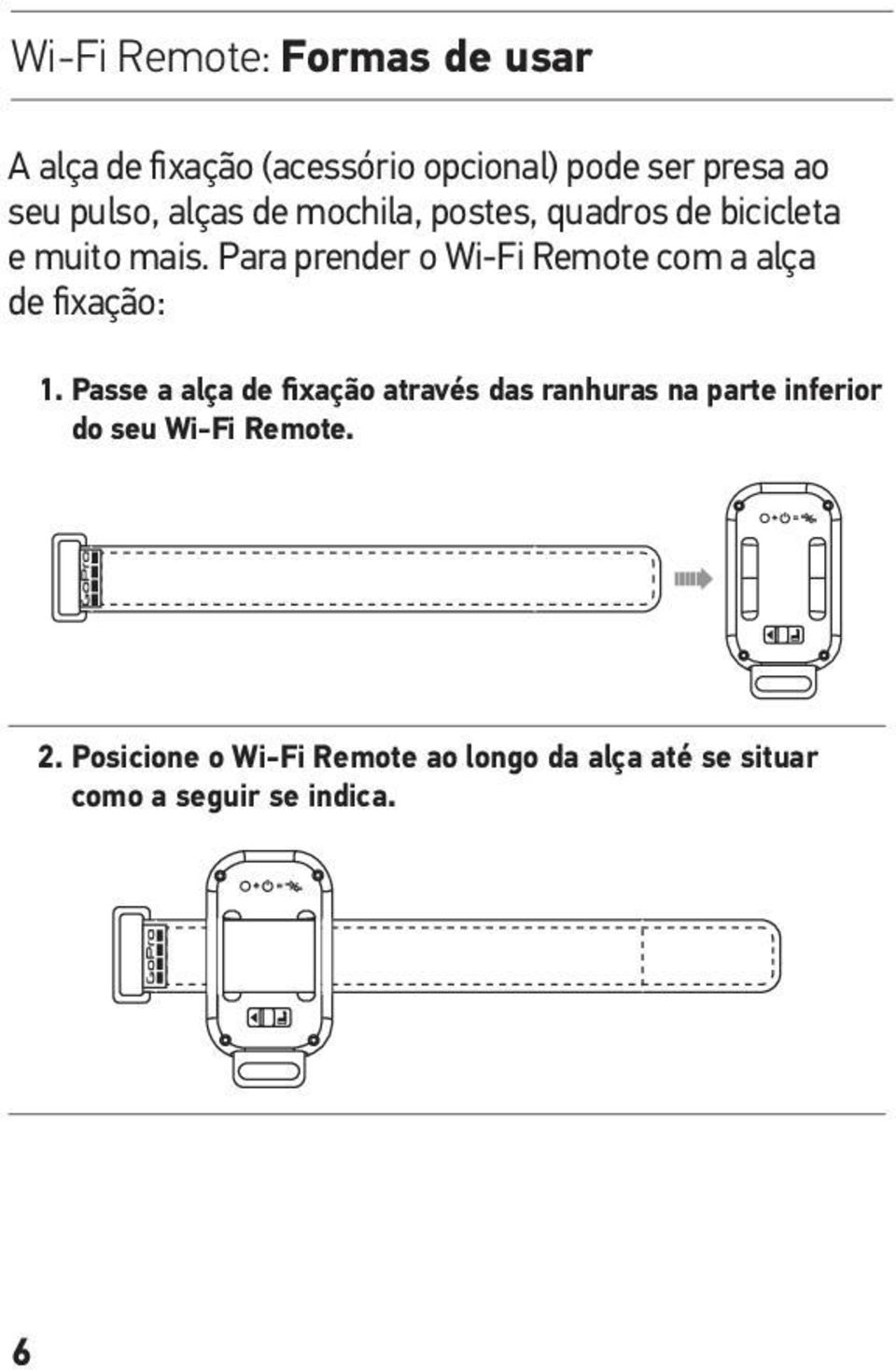 Para prender o Wi-Fi Remote com a alça de fixação: 1.