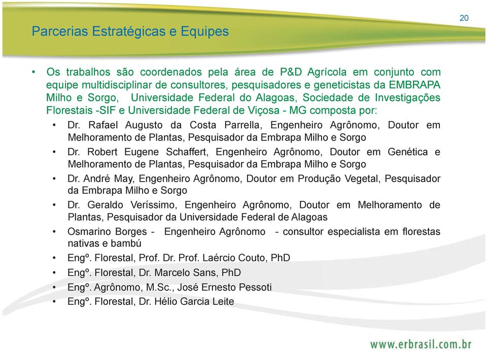 Rafael Augusto da Costa Parrella, Engenheiro Agrônomo, Doutor em Melhoramento de Plantas, Pesquisador da Embrapa Milho e Sorgo Dr.