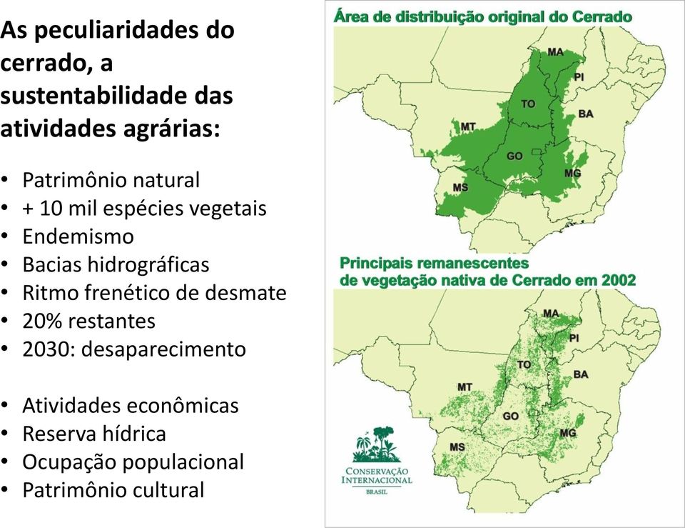 hidrográficas Ritmo frenético de desmate 20% restantes 2030: