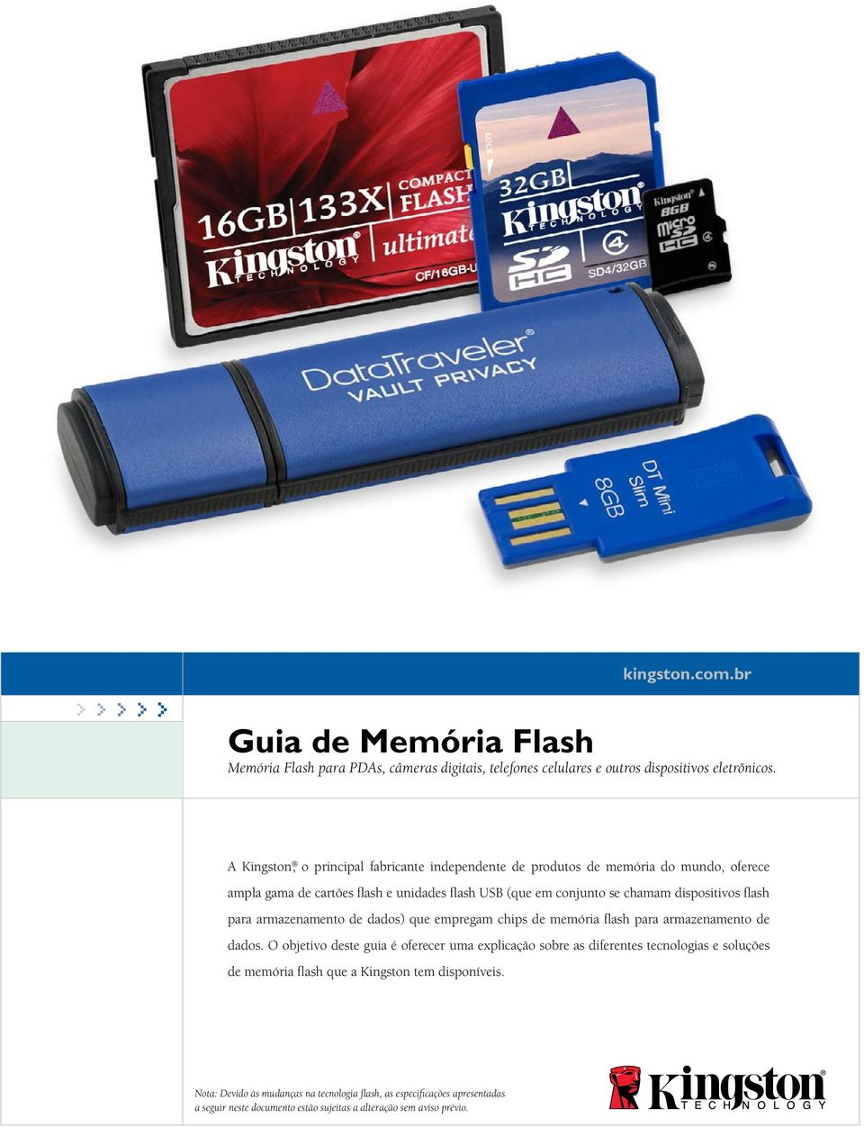 dispositivos flash para armazenamento de dados) que empregam chips de memória flash para armazenamento de dados.