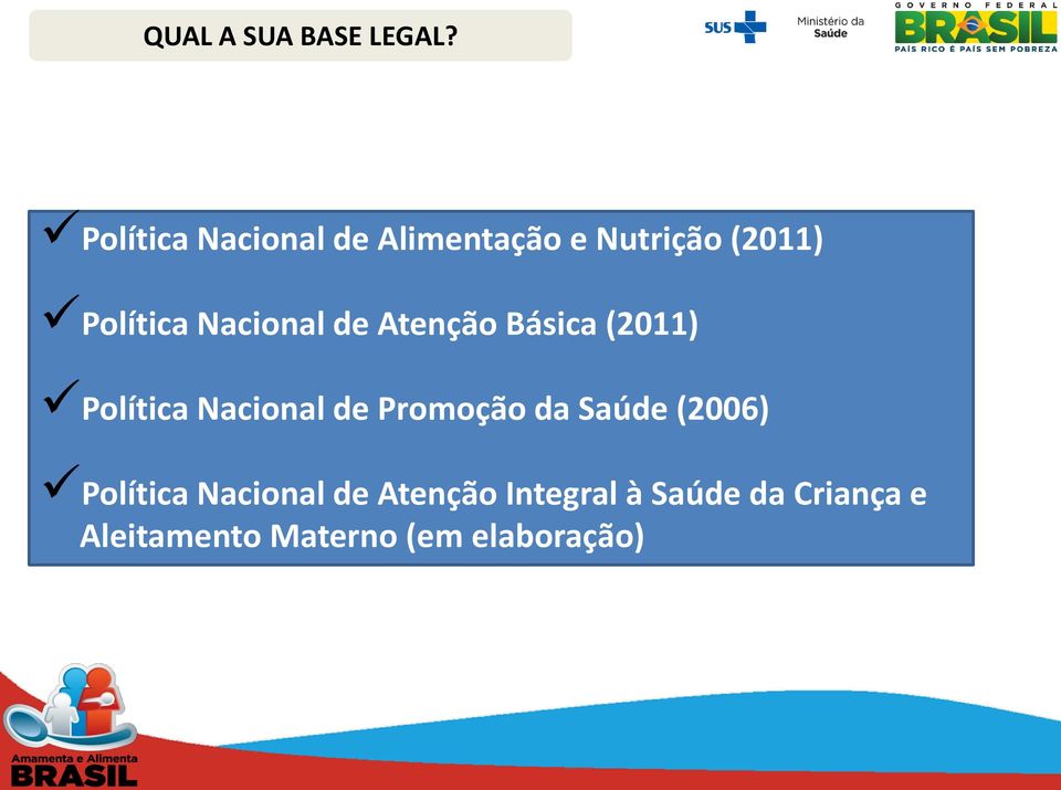 Nacional de Atenção Básica (2011) Política Nacional de Promoção