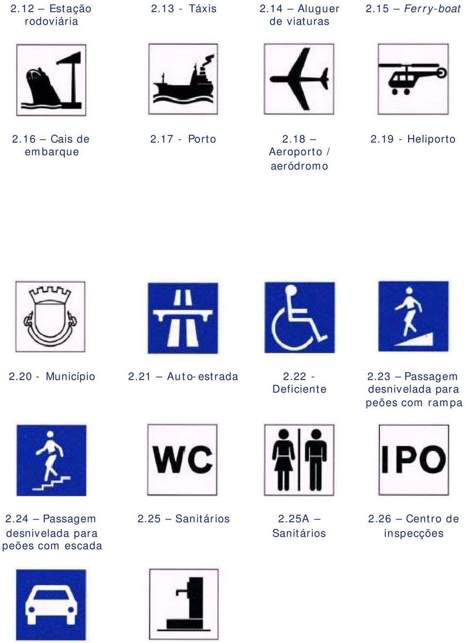 20 - Município 2.21 Auto-estrada 2.22 - Deficiente 2.