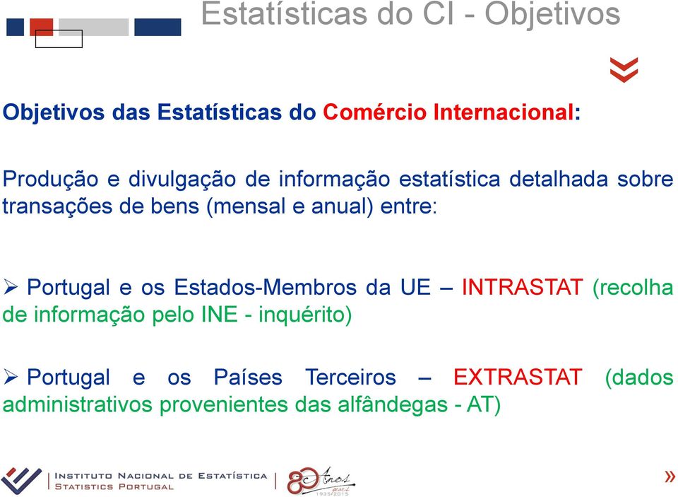 entre: Portugal e os Estados-Membros da UE INTRASTAT (recolha de informação pelo INE -