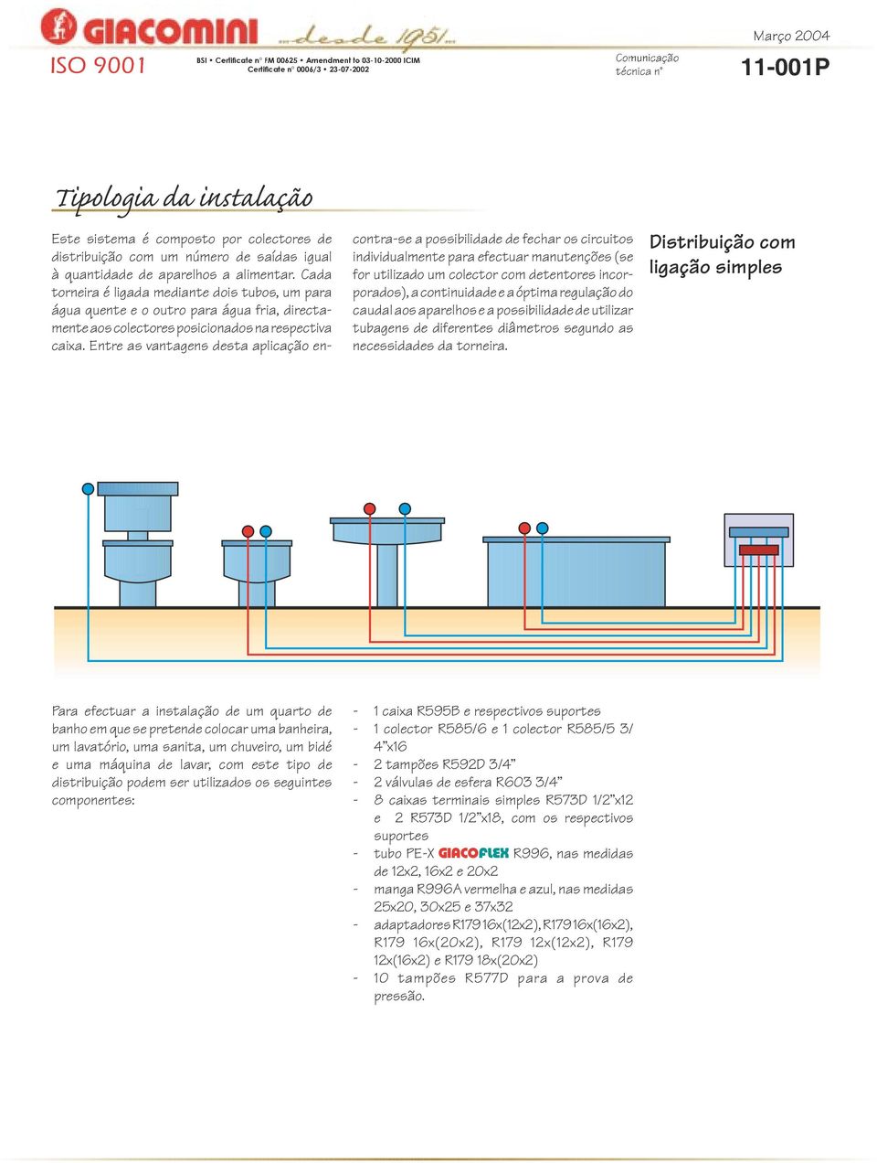 Entre as vantagens desta aplicação encontra-se a possibilidade de fechar os circuitos individualmente para efectuar manutenções (se for utilizado um colector com detentores incorporados), a