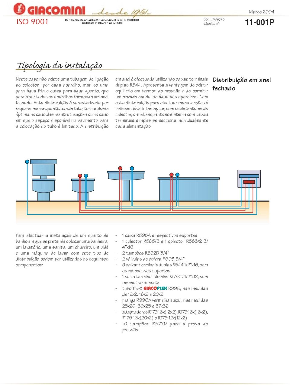 Esta distribuição é caracterizada por requerer menor quantidade de tubo, tornando-se óptima no caso das reestruturações ou no caso em que o espaço disponível no pavimento para a colocação do tubo é