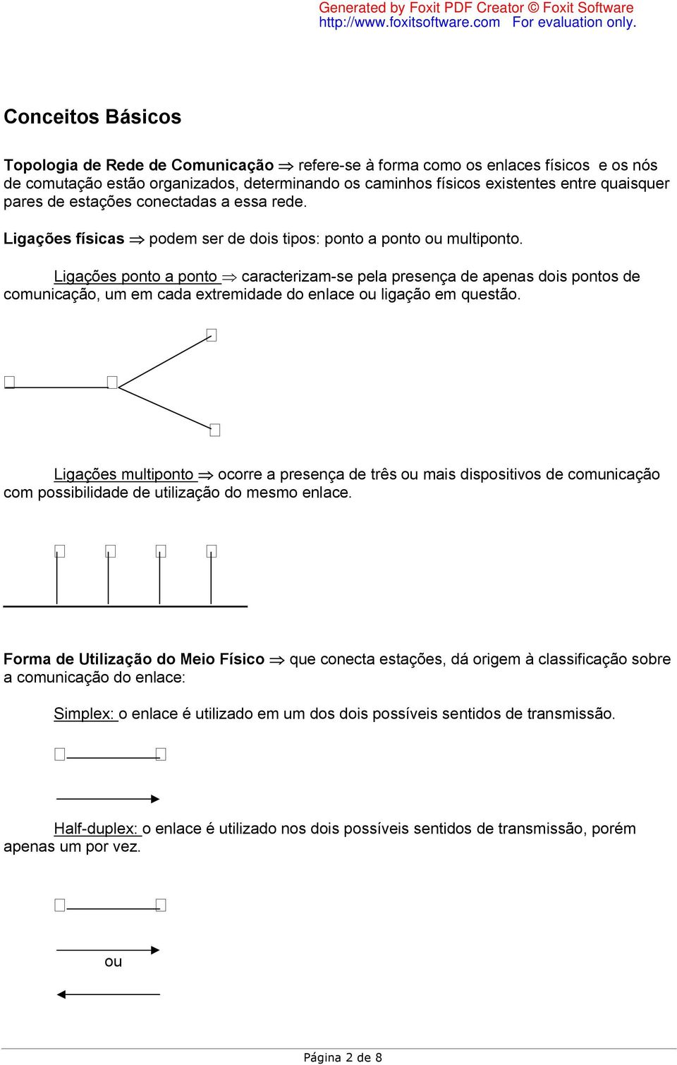 Ligações ponto a ponto caracterizam-se pela presença de apenas dois pontos de comunicação, um em cada extremidade do enlace ou ligação em questão.