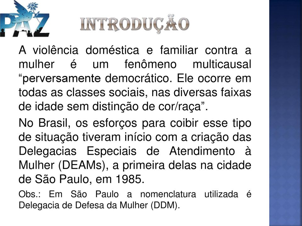 No Brasil, os esforços para coibir esse tipo de situação tiveram início com a criação das Delegacias Especiais de