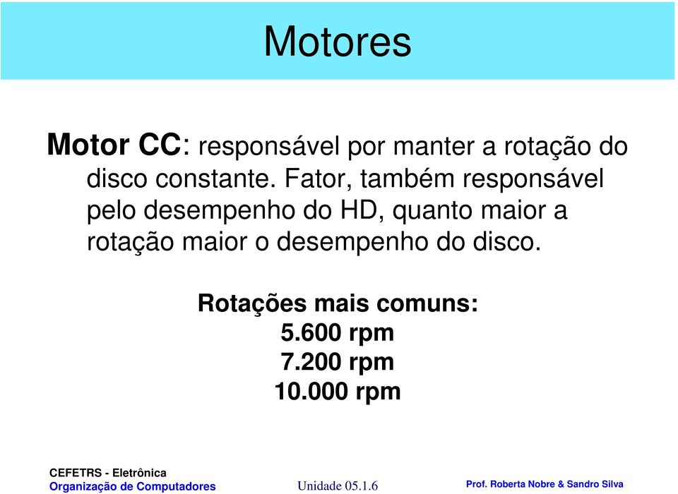 Fator, também responsável pelo desempenho do HD, quanto