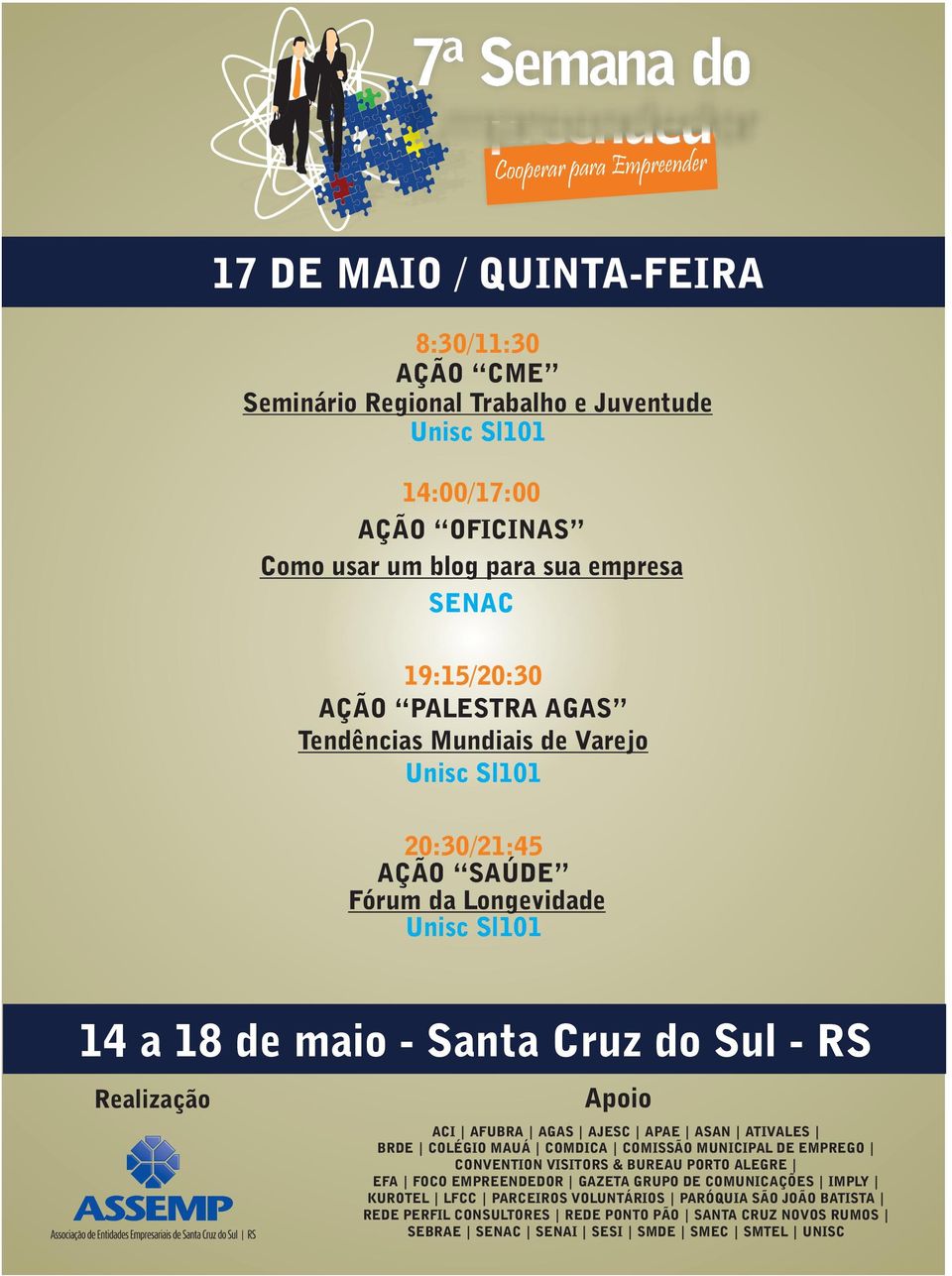 sua empresa SENAC /20:30 AÇÃO PALESTRA AGAS Tendências