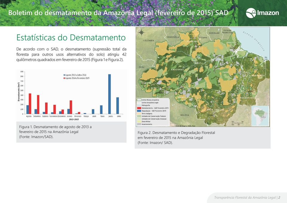 Figura 1. Desmatamento de agosto de 2013 a fevereiro de 2015 na Amazônia Legal Figura 2.