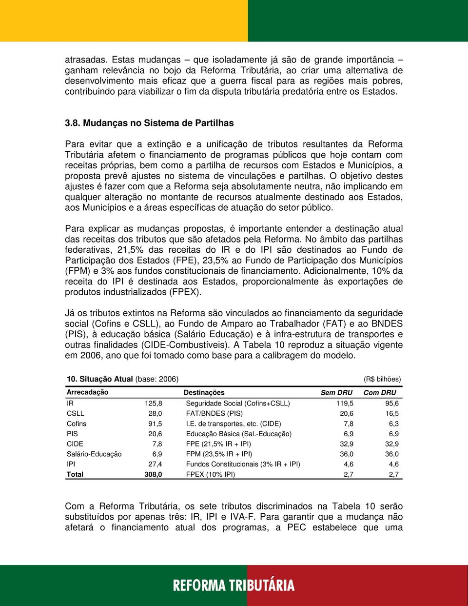 regiões mais pobres, contribuindo para viabilizar o fim da disputa tributária predatória entre os Estados. 3.8.