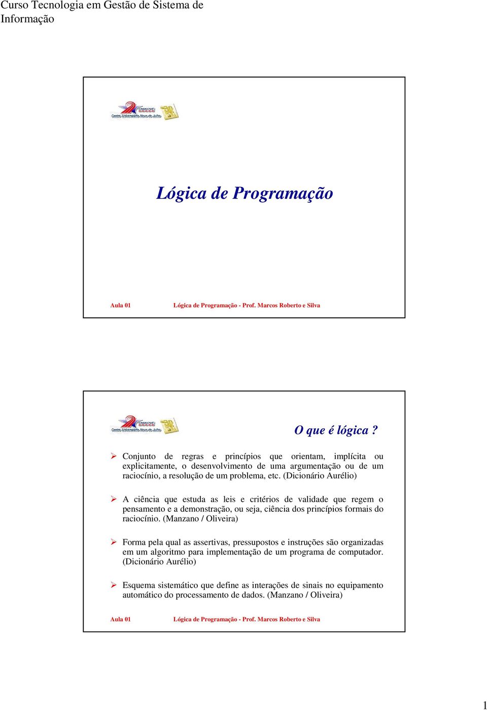 (Dicionário Aurélio) A ciência que estuda as leis e critérios de validade que regem o pensamento e a demonstração, ou seja, ciência dos princípios formais do raciocínio.