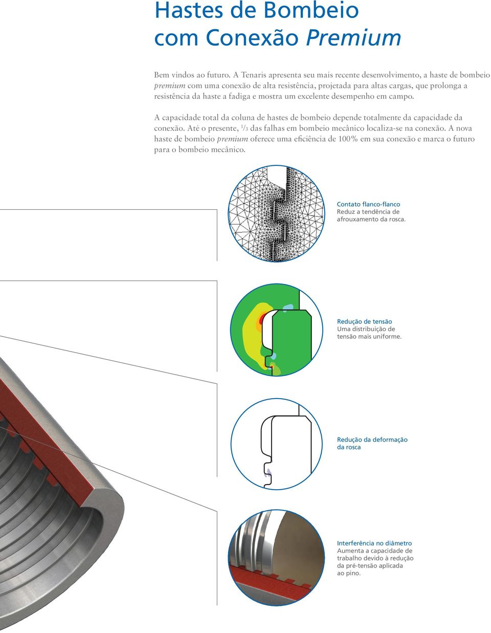 mostra um excelente desempenho em campo. A capacidade total da coluna de hastes de bombeio depende totalmente da capacidade da conexão.