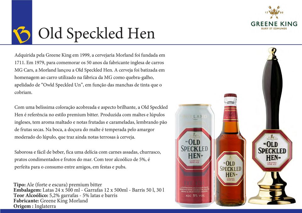 A cerveja foi batizada em homenagem ao carro utilizado na fábrica da MG como quebra-galho, apelidado de Owld Speckled Un, em função das manchas de tinta que o cobriam.