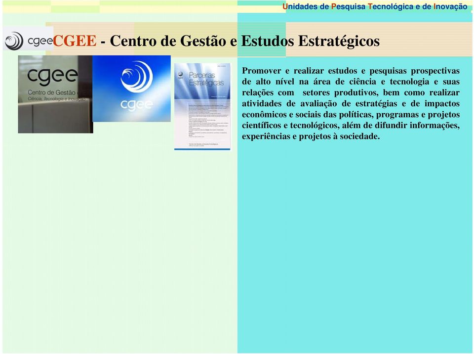 produtivos, bem como realizar atividades de avaliação de estratégias e de impactos econômicos e sociais das