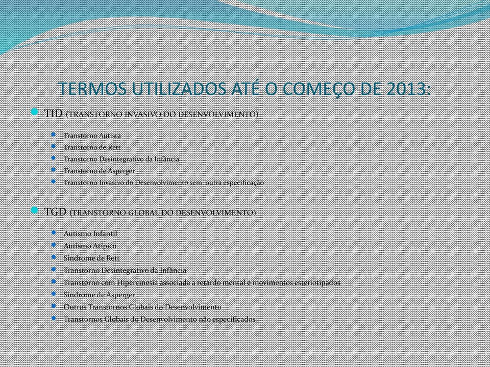 DESENVOLVIMENTO) Autismo Infantil Autismo Atípico Sindrome de Rett Transtorno Desintegrativo da Infância Transtorno com Hipercinesia associada a