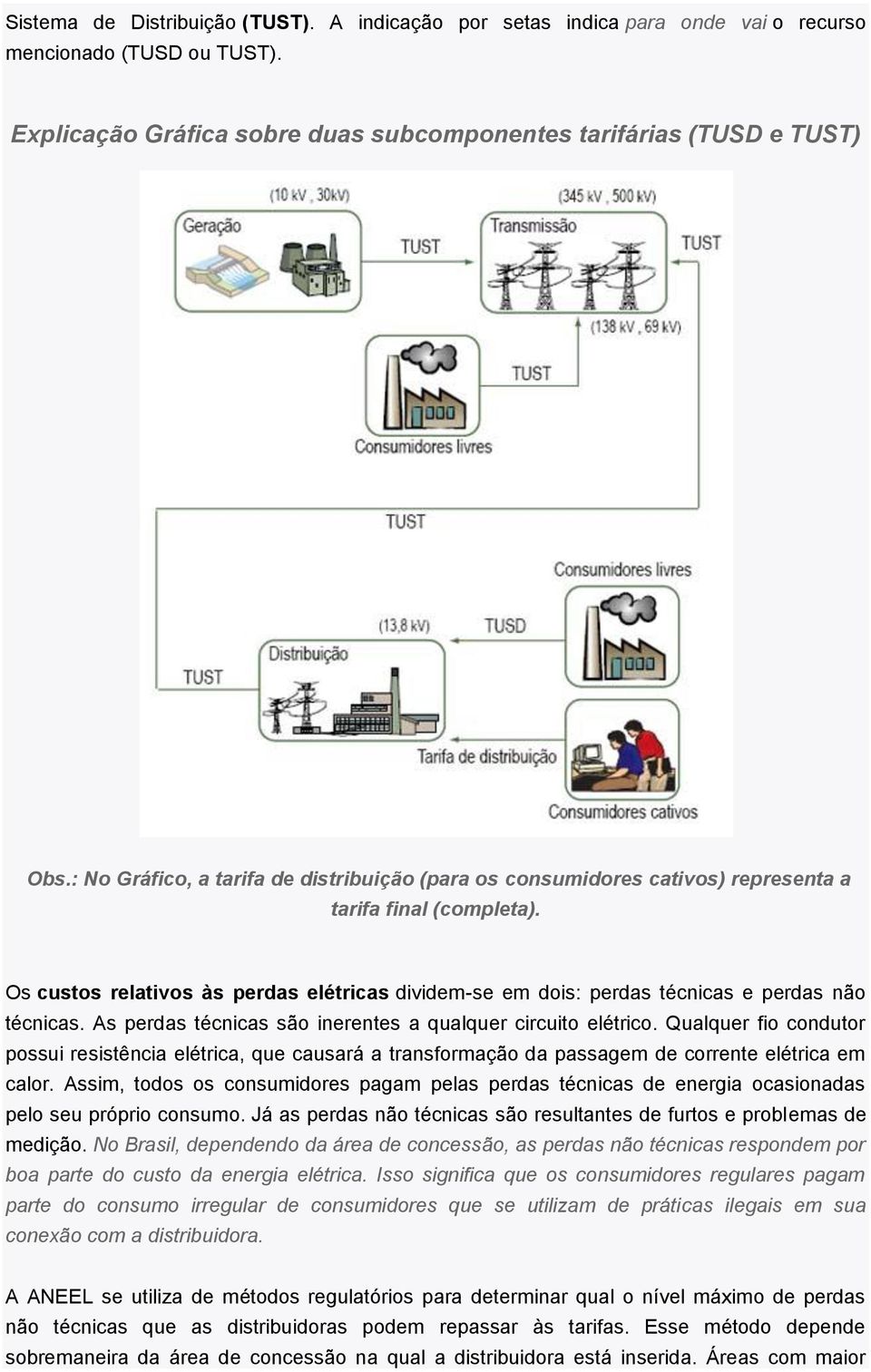 Os custos relativos às perdas elétricas dividem-se em dois: perdas técnicas e perdas não técnicas. As perdas técnicas são inerentes a qualquer circuito elétrico.