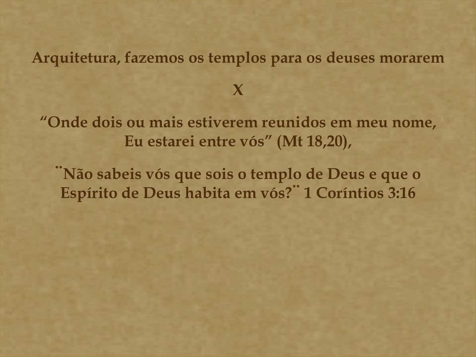 estarei entre vós (Mt 18,20), Não sabeis vós que sois o