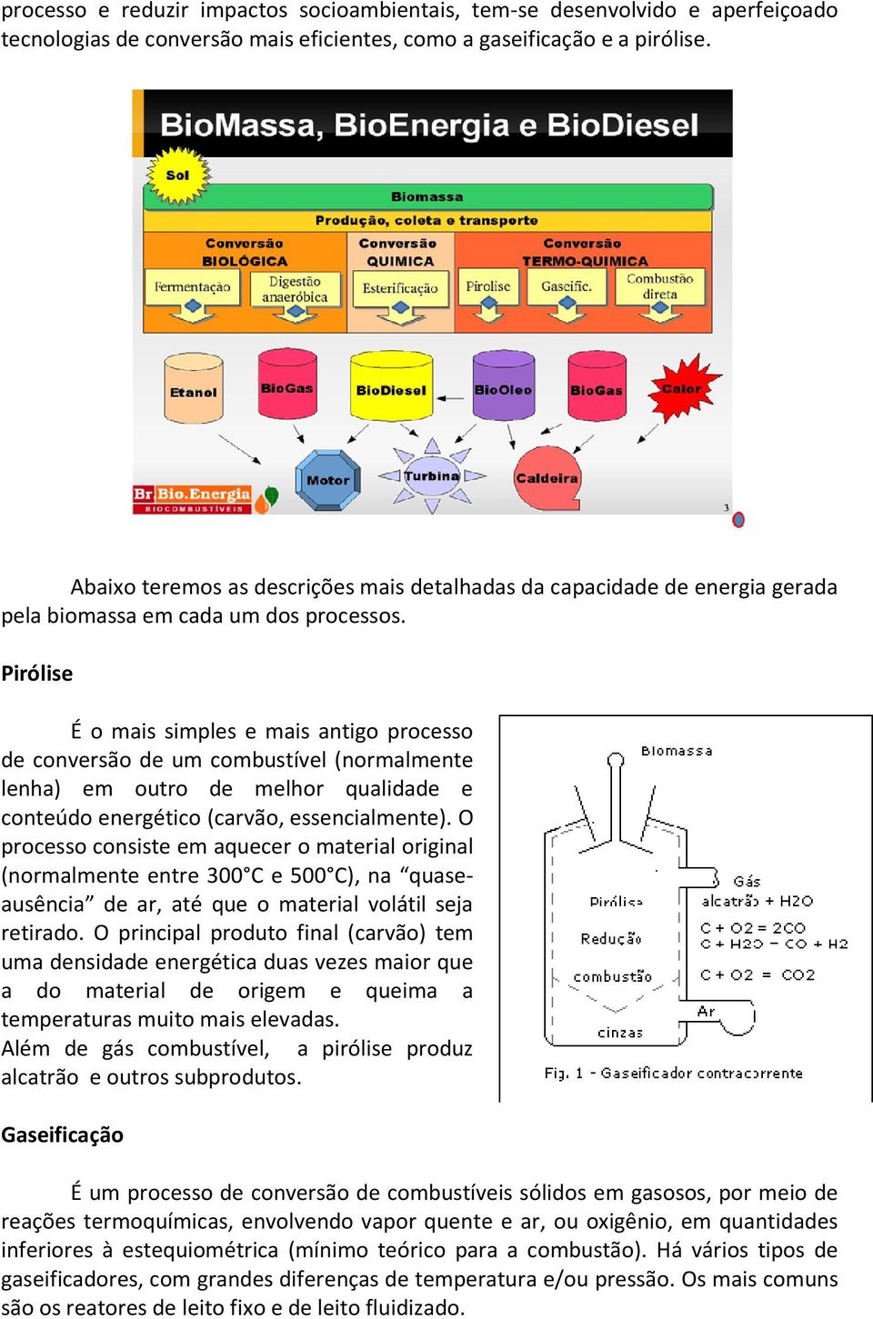 Pirólise É o mais simples e mais antigo processo de conversão de um combustível (normalmente lenha) em outro de melhor qualidade e conteúdo energético (carvão, essencialmente).