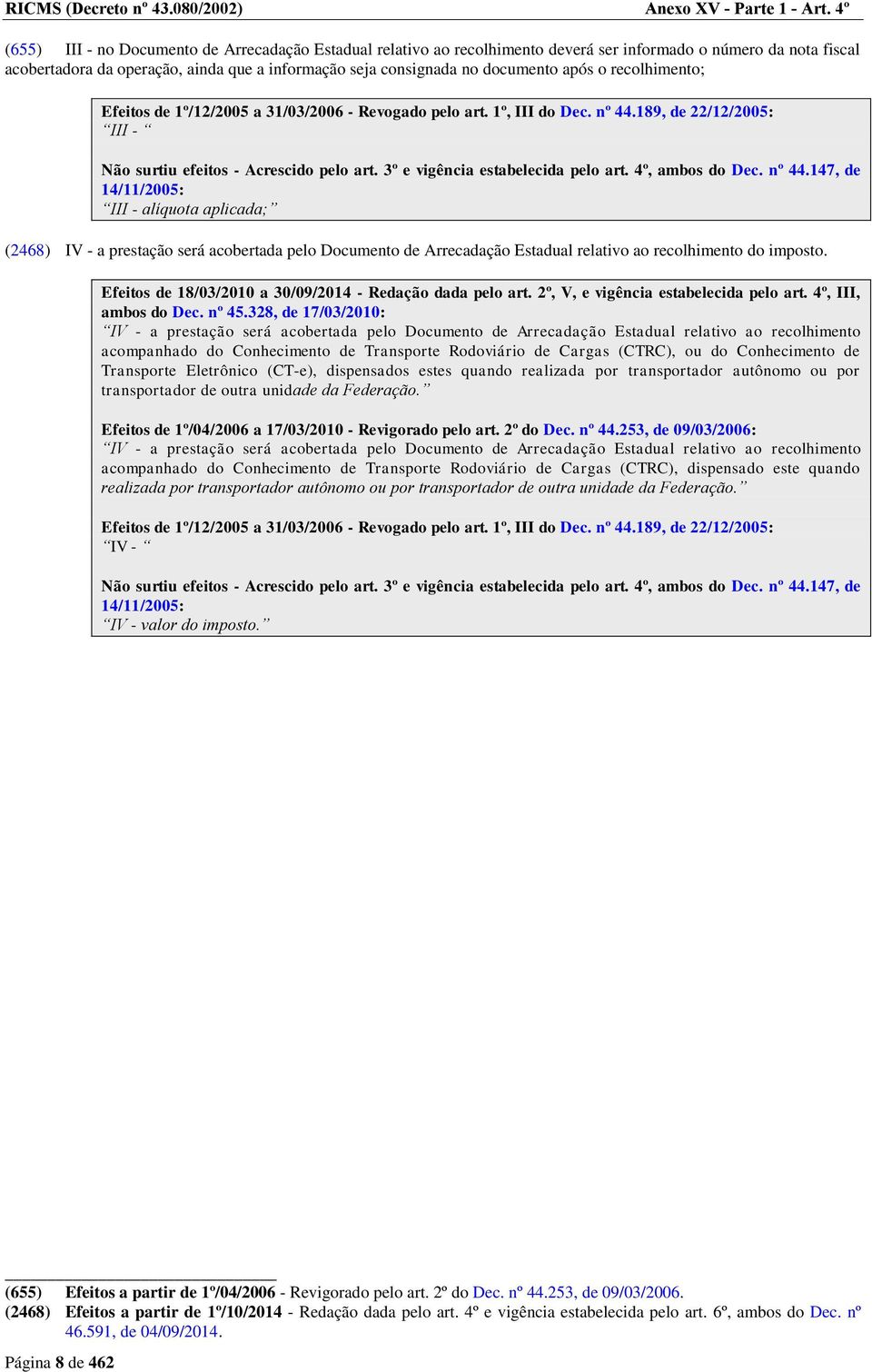 após o recolhimento; Efeitos de 1º/12/2005 a 31/03/2006 - Revogado pelo art. 1º, III do Dec. nº 44.189, de 22/12/2005: III - Não surtiu efeitos - Acrescido pelo art.