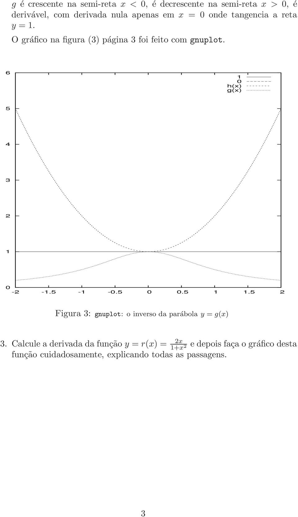 6 h(x) g(x) 5 4 3 - -.5 - -.5.5.5 Figura 3: gnuplot: o inverso da parábola y = g(x) 3.