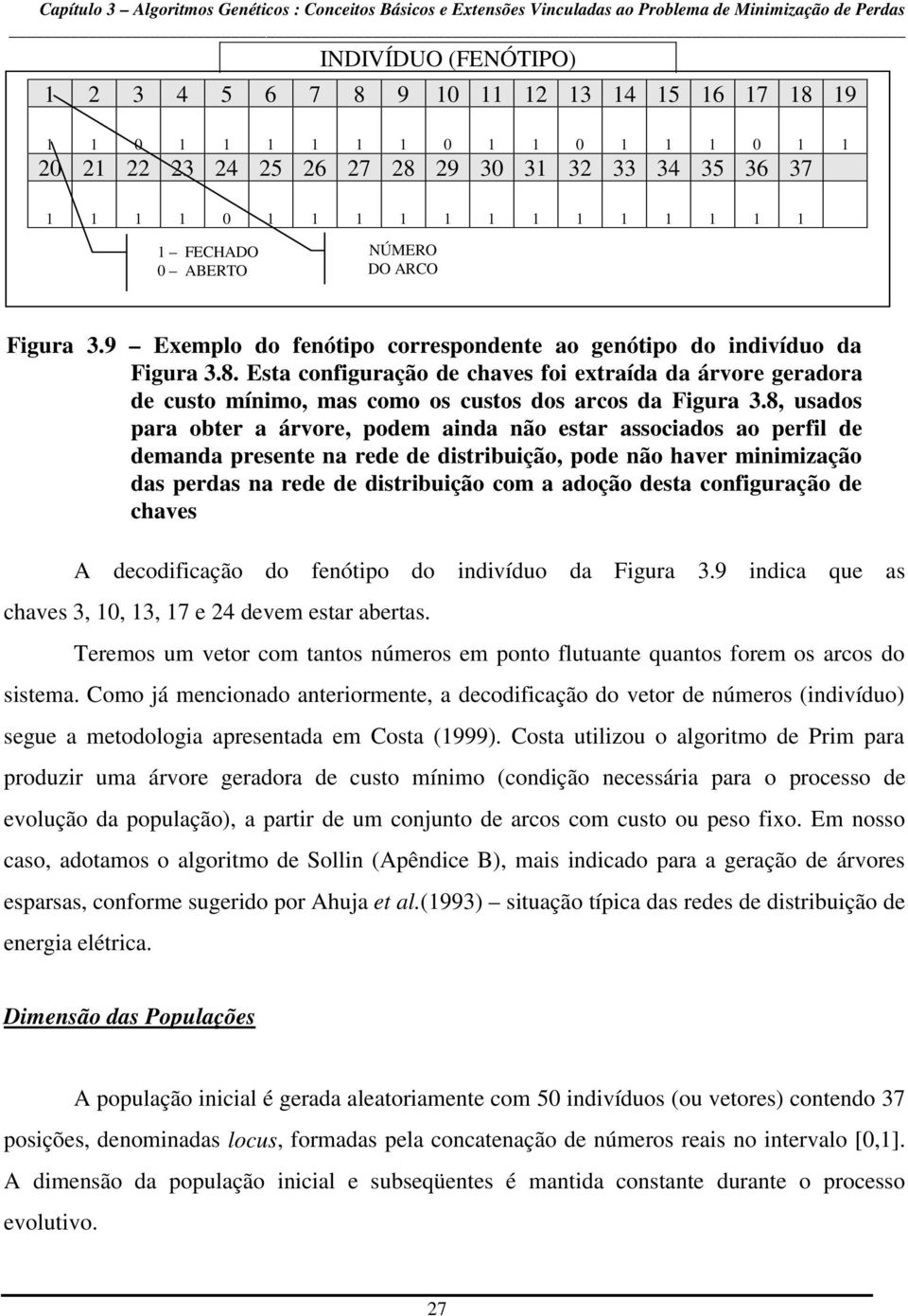 Esta configuração de chaves foi extraída da árvore geradora de custo mínimo, mas como os custos dos arcos da Figura 3.