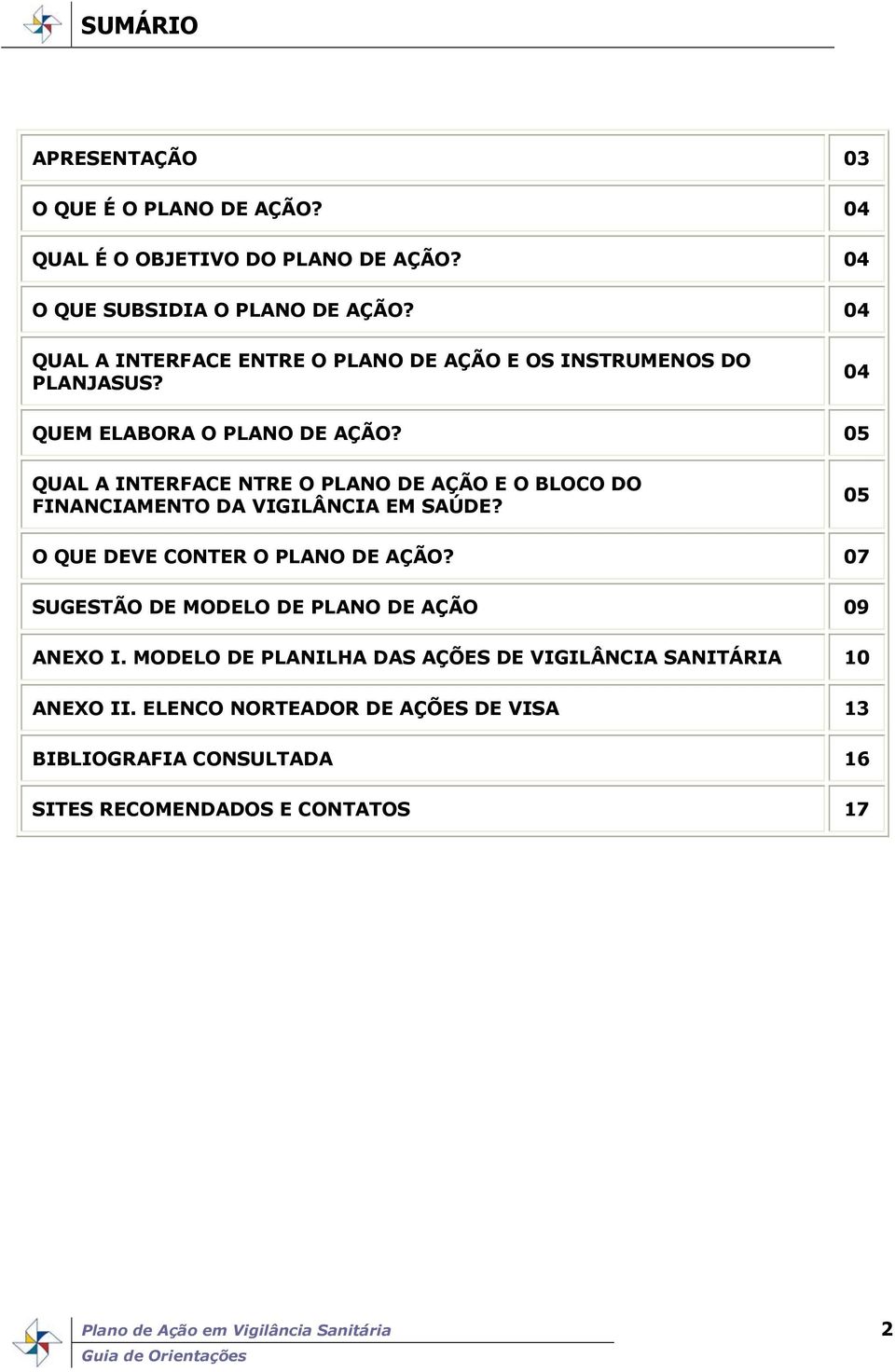 05 QUAL A INTERFACE NTRE O PLANO DE AÇÃO E O BLOCO DO FINANCIAMENTO DA VIGILÂNCIA EM SAÚDE? 05 O QUE DEVE CONTER O PLANO DE AÇÃO?