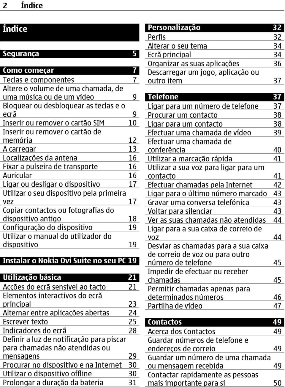 dispositivo pela primeira vez 17 Copiar contactos ou fotografias do dispositivo antigo 18 Configuração do dispositivo 19 Utilizar o manual do utilizador do dispositivo 19 Instalar o Nokia Ovi Suite