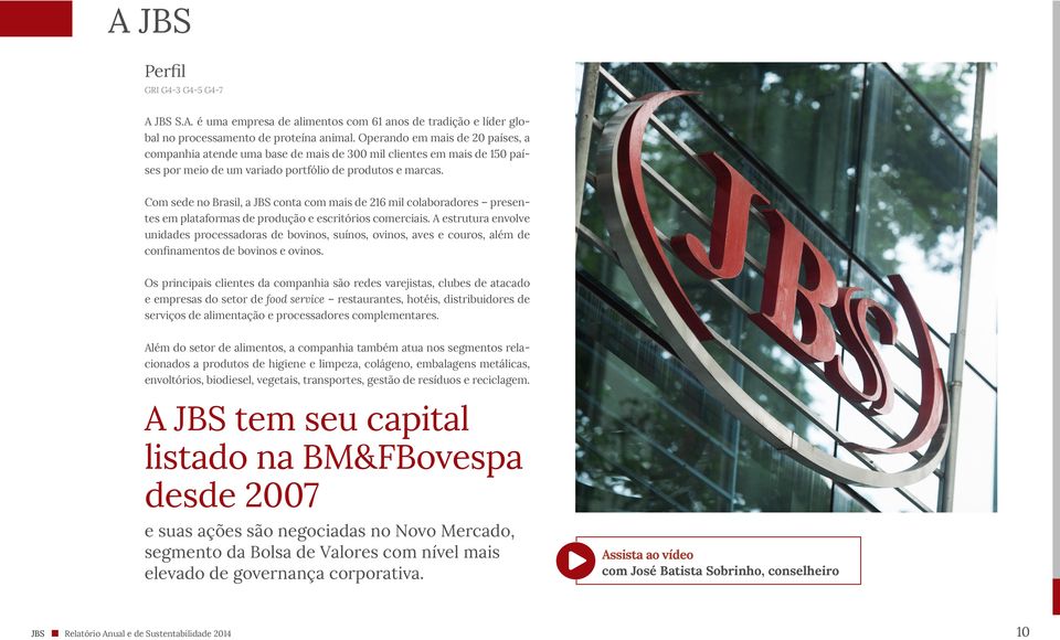 Com sede no Brasil, a JBS conta com mais de 216 mil colaboradores presentes em plataformas de produção e escritórios comerciais.