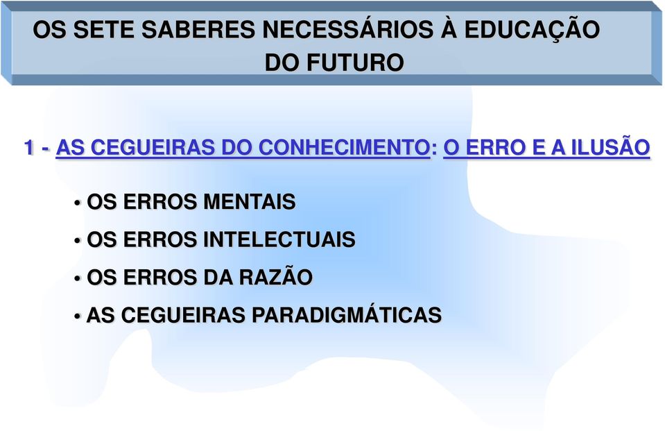 ERRO E A ILUSÃO OS ERROS MENTAIS OS ERROS