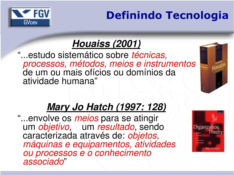 ofícios ou domínios da atividade humana Mary Jo Hatch (1997: 128).
