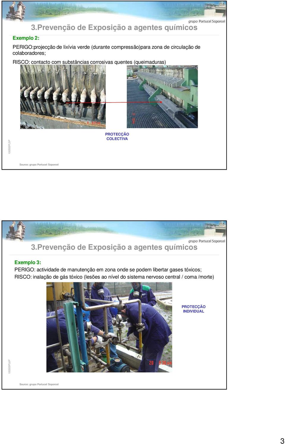 Prevenção de Exposição a agentes químicos Exemplo 3: PERIGO: actividade de manutenção em zona onde se podem libertar