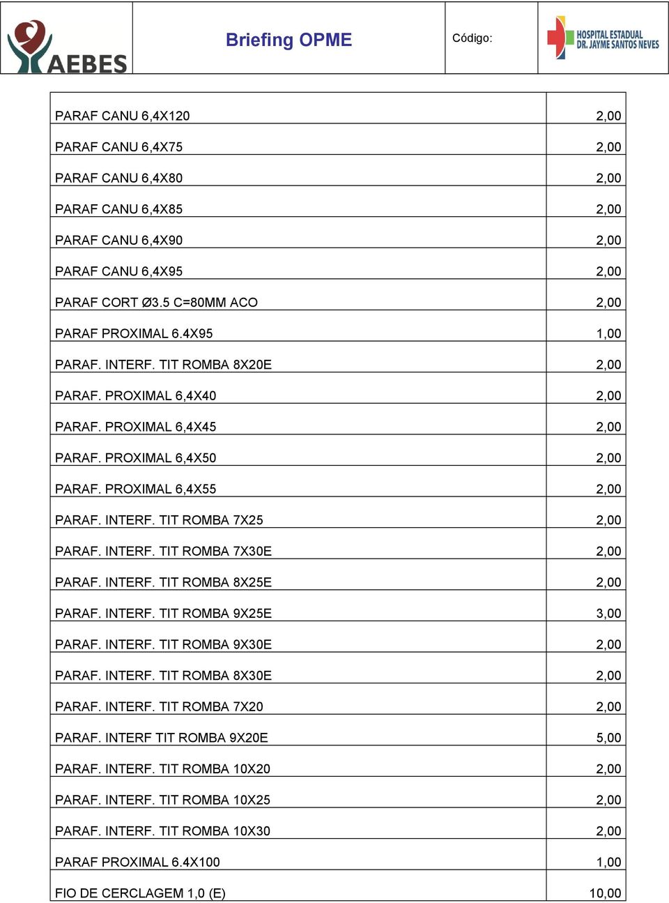 INTERF. TIT ROMBA 7X30E 2,00 PARAF. INTERF. TIT ROMBA 8X25E 2,00 PARAF. INTERF. TIT ROMBA 9X25E 3,00 PARAF. INTERF. TIT ROMBA 9X30E 2,00 PARAF. INTERF. TIT ROMBA 8X30E 2,00 PARAF. INTERF. TIT ROMBA 7X20 2,00 PARAF.