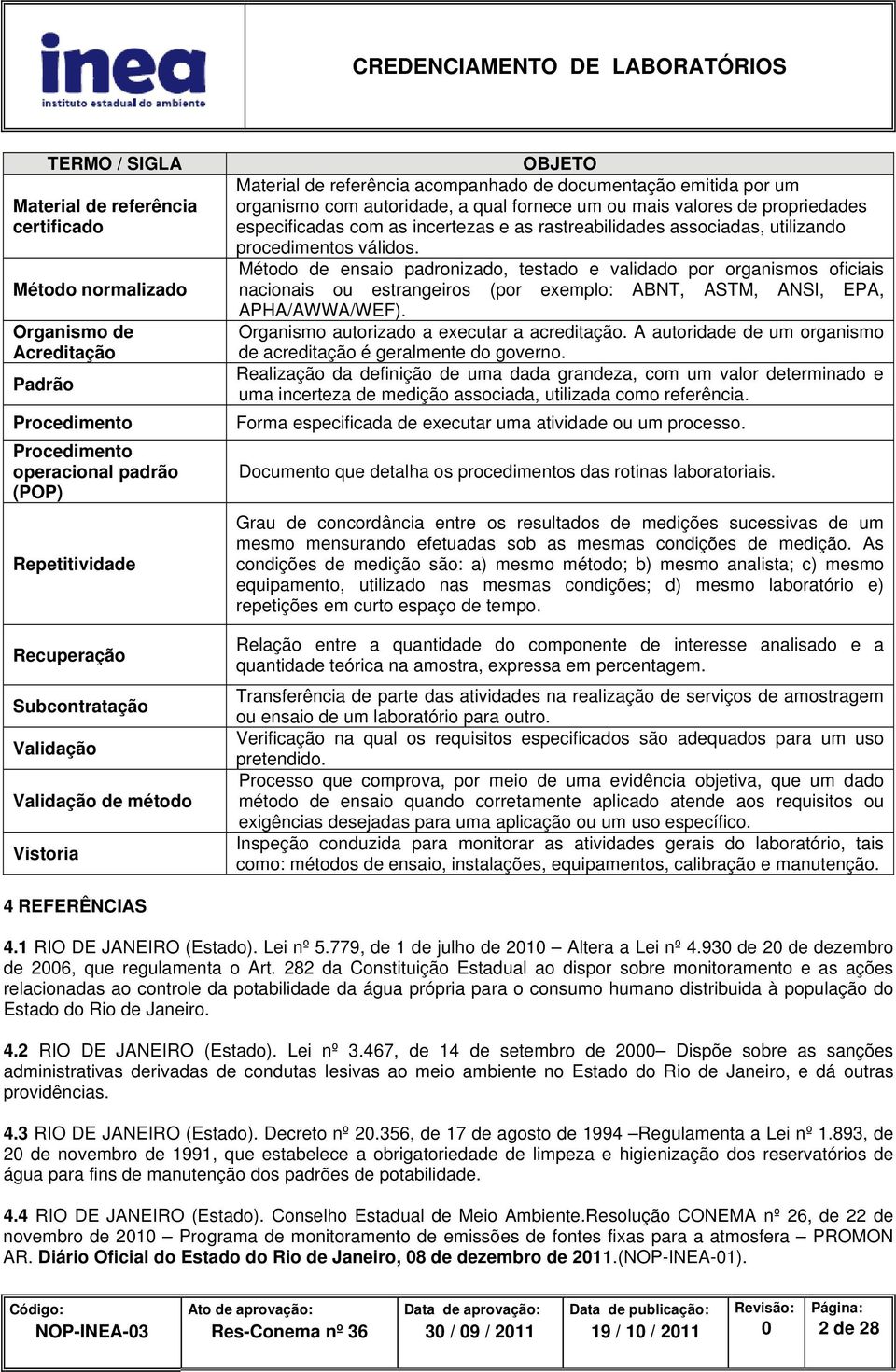 especificadas com as incertezas e as rastreabilidades associadas, utilizando procedimentos válidos.