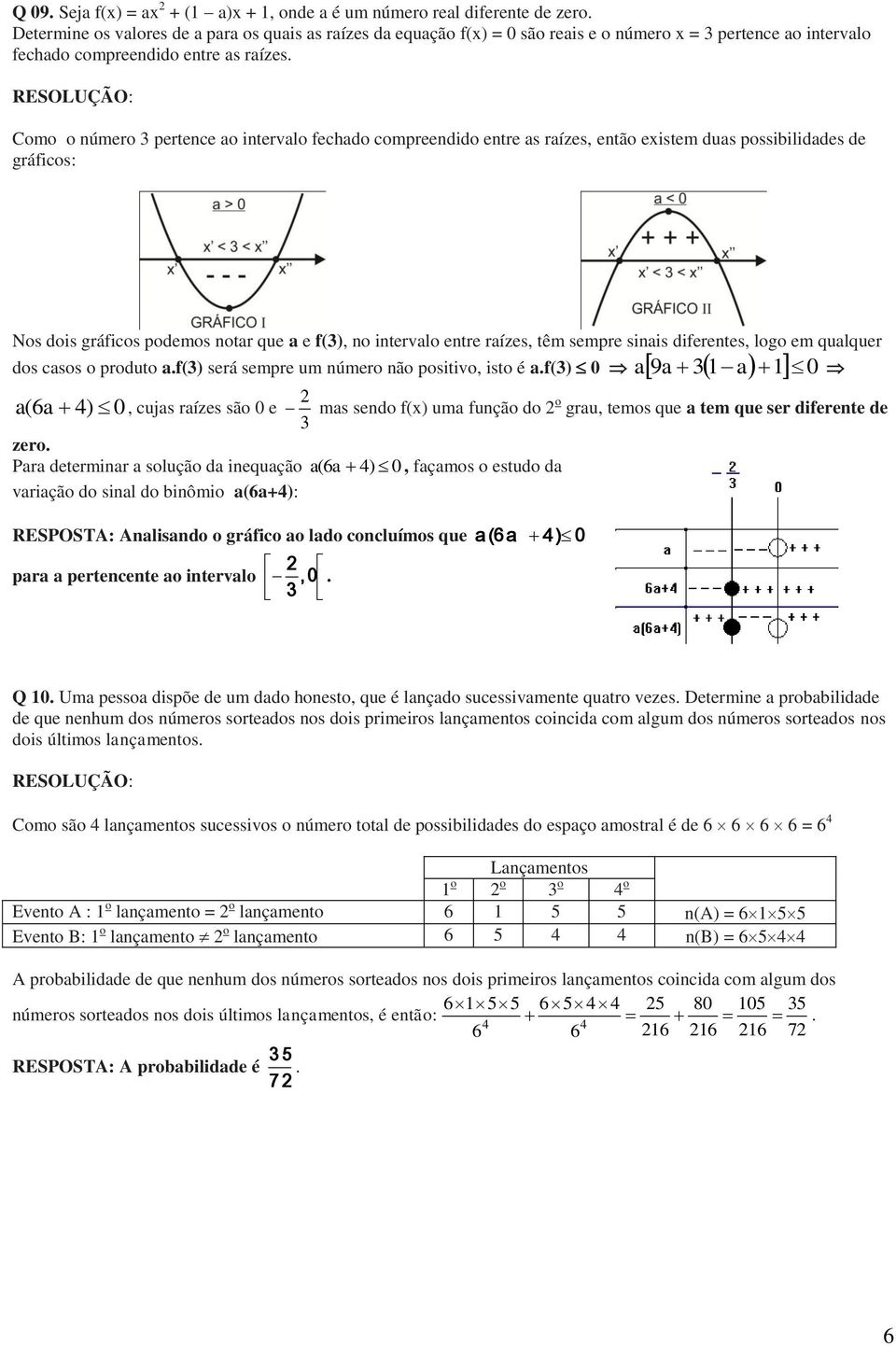 Como o número pertence ao intervalo fechado compreendido entre as raízes, então existem duas possibilidades de gráficos: Nos dois gráficos podemos notar que a e f(), no intervalo entre raízes, têm