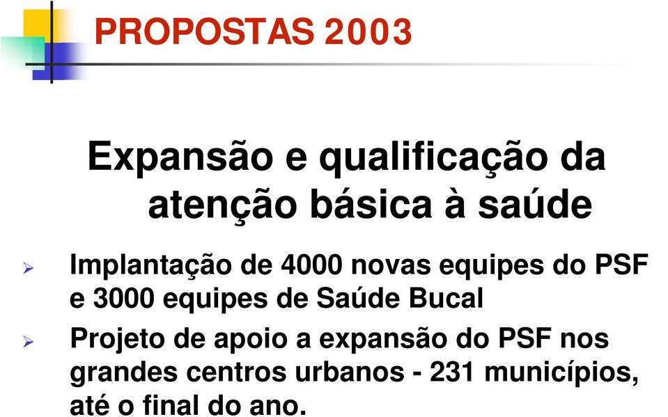 equipes de Saúde Bucal $ Projeto de apoio a expansão do PSF