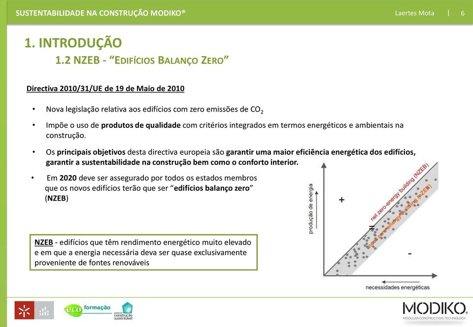 critérios integrados em termos energéticos e ambientais na construção.