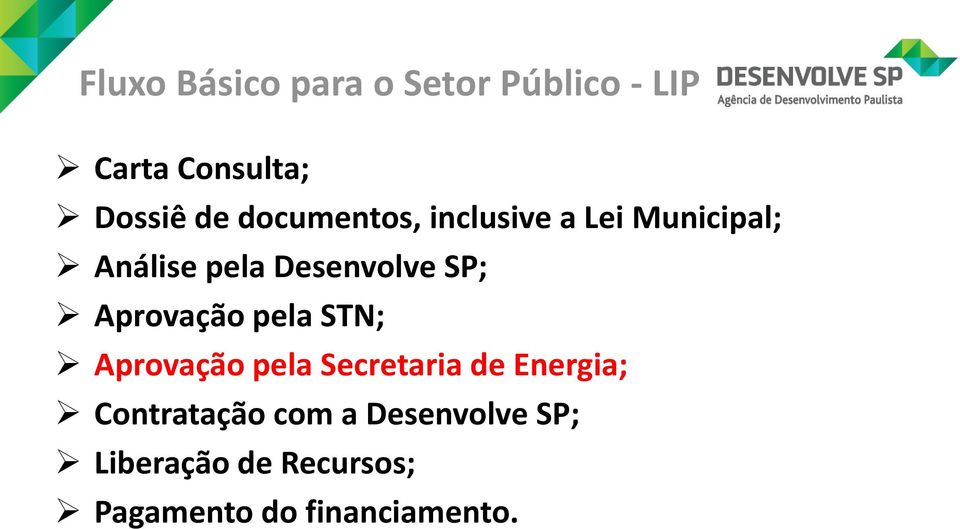 Aprovação pela STN; Aprovação pela Secretaria de Energia;