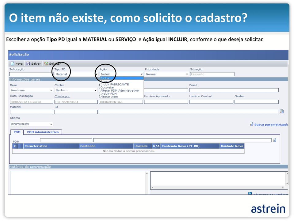 Escolher a opção Tipo PD igual a