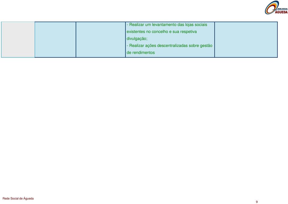 respetiva divulgação; - Realizar ações