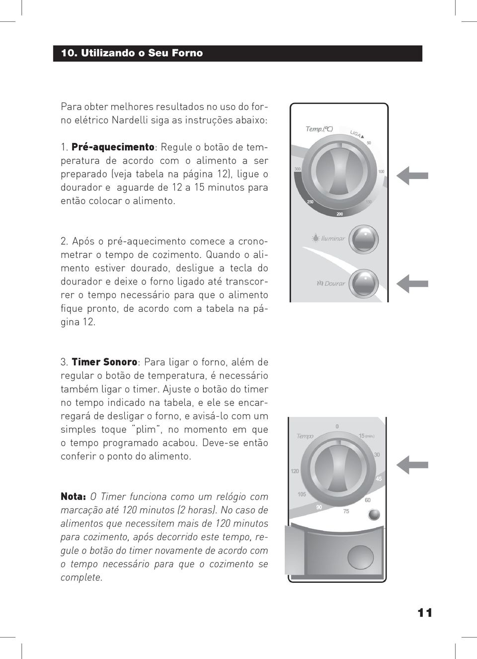 Após o pré-aquecimento comece a cronometrar o tempo de cozimento.