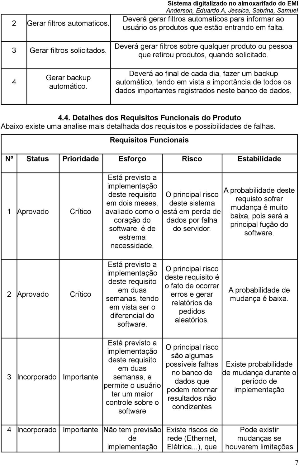 Deverá ao final de cada dia, fazer um backup automático, tendo em vista a importância de todos os dados importantes registrados neste banco de dados. 4.