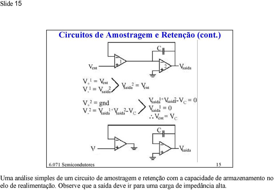 071 Semicondutores 15 Uma análise simples de um circuito de amostragem e retenção