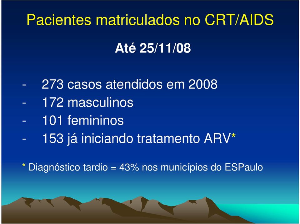 masculinos - 101 femininos - 153 já iniciando