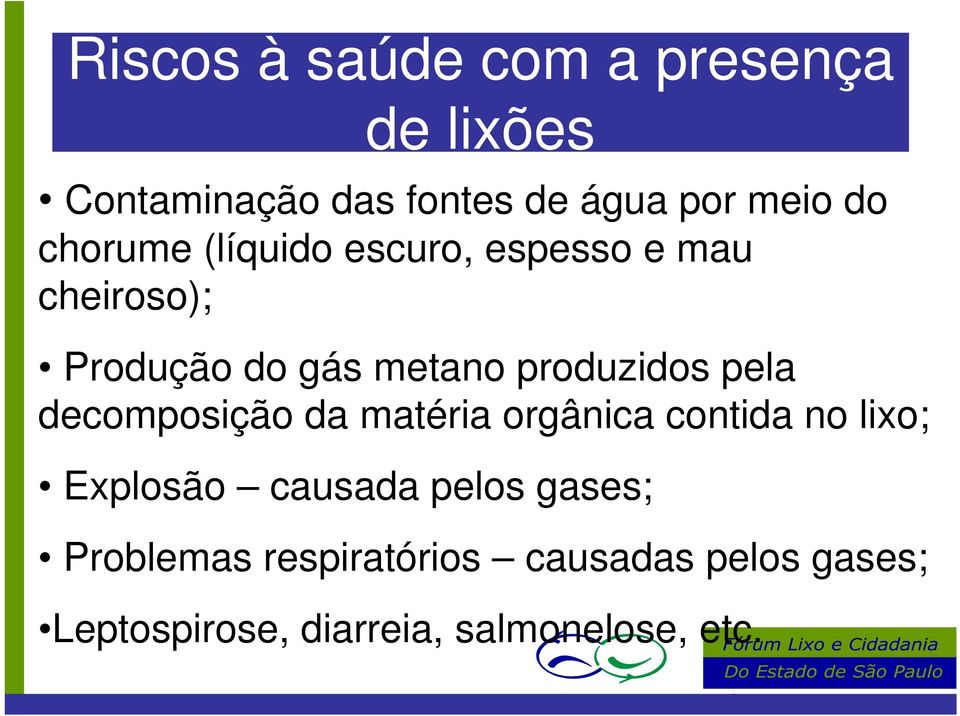 pela decomposição da matéria orgânica contida no lixo; Explosão causada pelos gases;