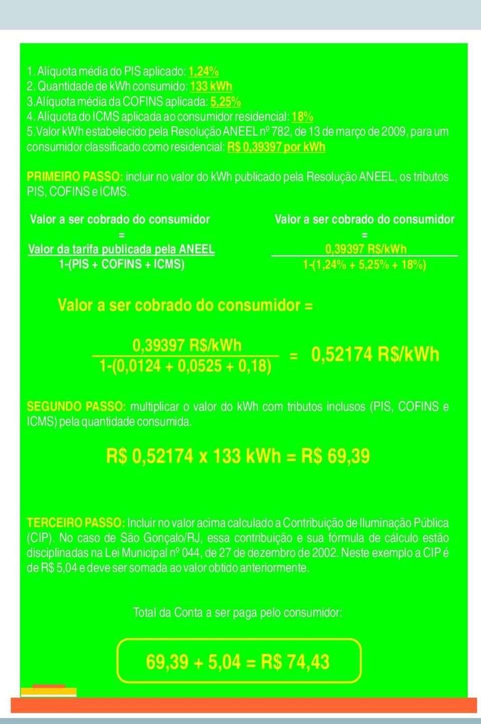 Resolução ANEEL, os tributos PIS, COFINS e ICMS.