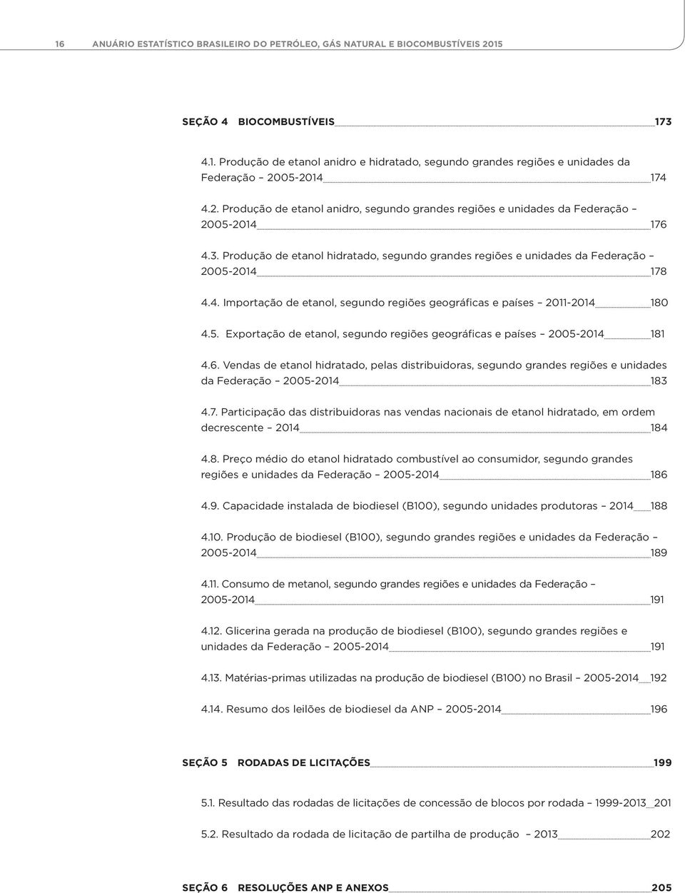 5. Exportação de etanol, segundo regiões geográficas e países 2005-2014 181 4.6. Vendas de etanol hidratado, pelas distribuidoras, segundo grandes regiões e unidades da Federação 2005-2014 183 4.7.