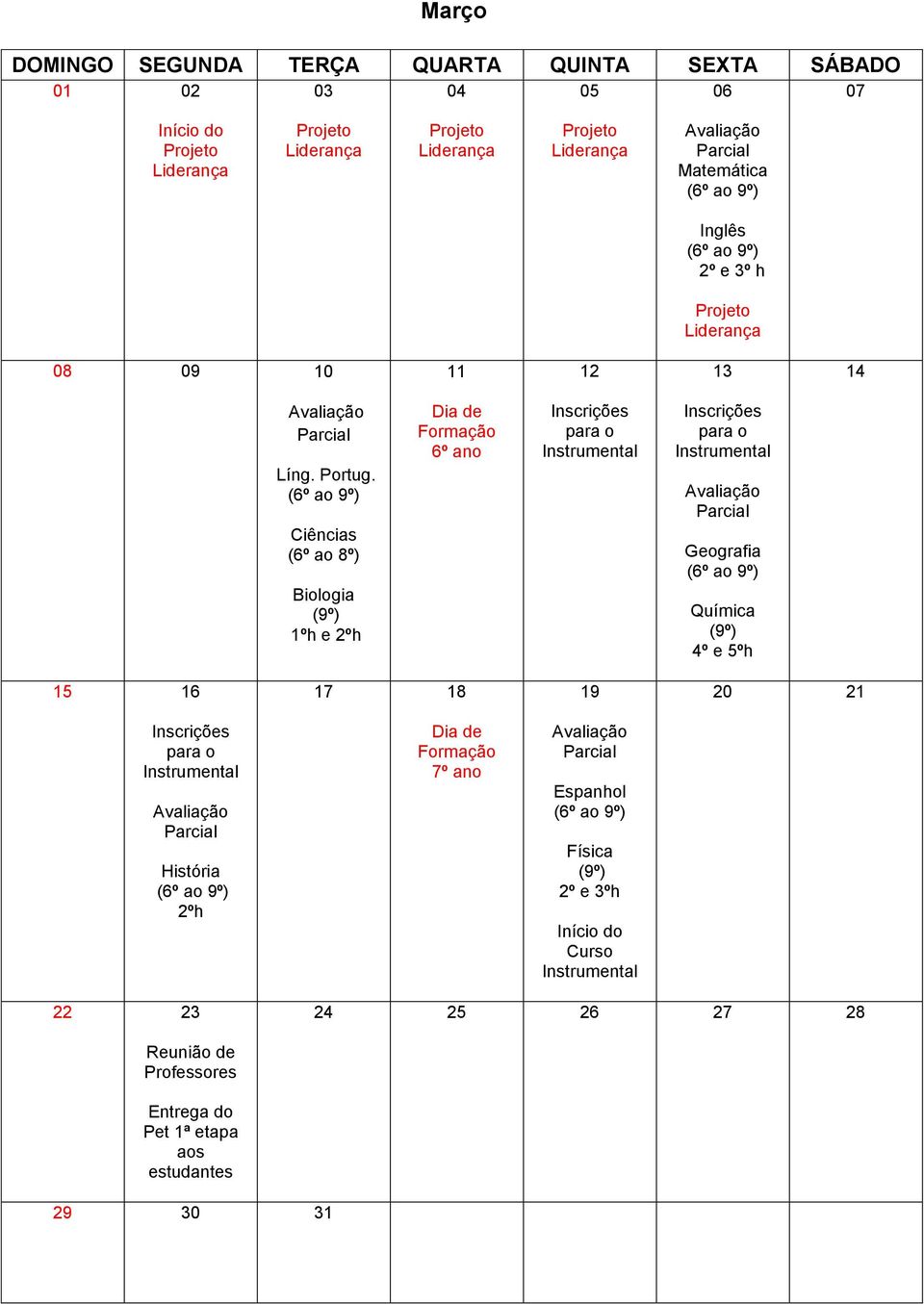 1ºh e 2ºh para o para o 4º e 5ºh 15 16 17 18 19 20 21