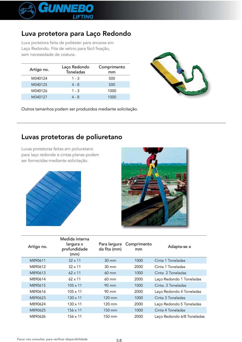 Luvas protetoras de poliuretano Luvas protetoras feitas em poliuretano para laço redondo e cintas planas podem ser fornecidas mediante solicitação.